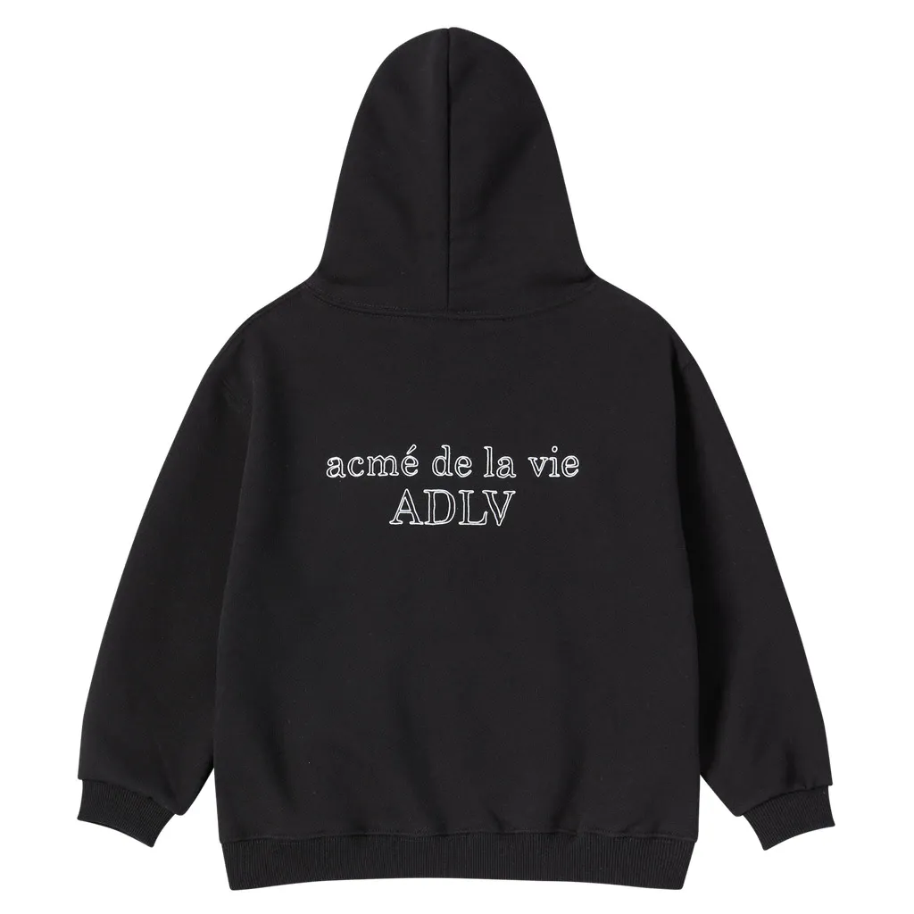 [ADLV] Kids Border Line Basic Logo Hoodie Zip Up Black
